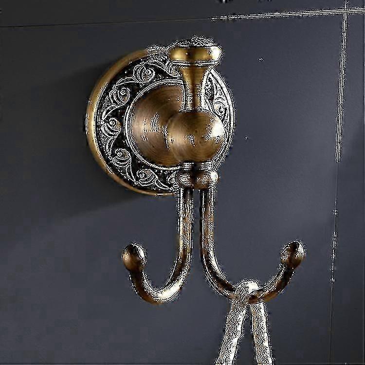 مجموعة خطاف الحمام النحاسي الرجعية مع 2 خطافات وحامل لفة الورق ، حامل حائط من النحاس العتيقة ، تصميم موجة ذهبية