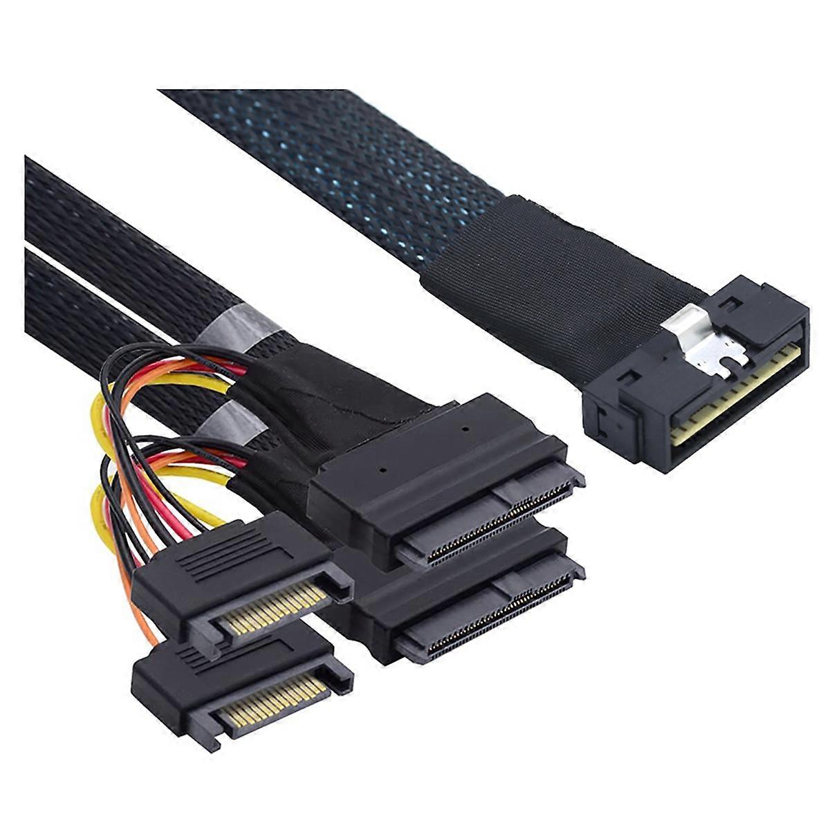 PCI-E Slimline SAS SFF-8654 8i to Dual SFF-8639 U.2 NVME SSD Cable with SATA Power High-Speed Data