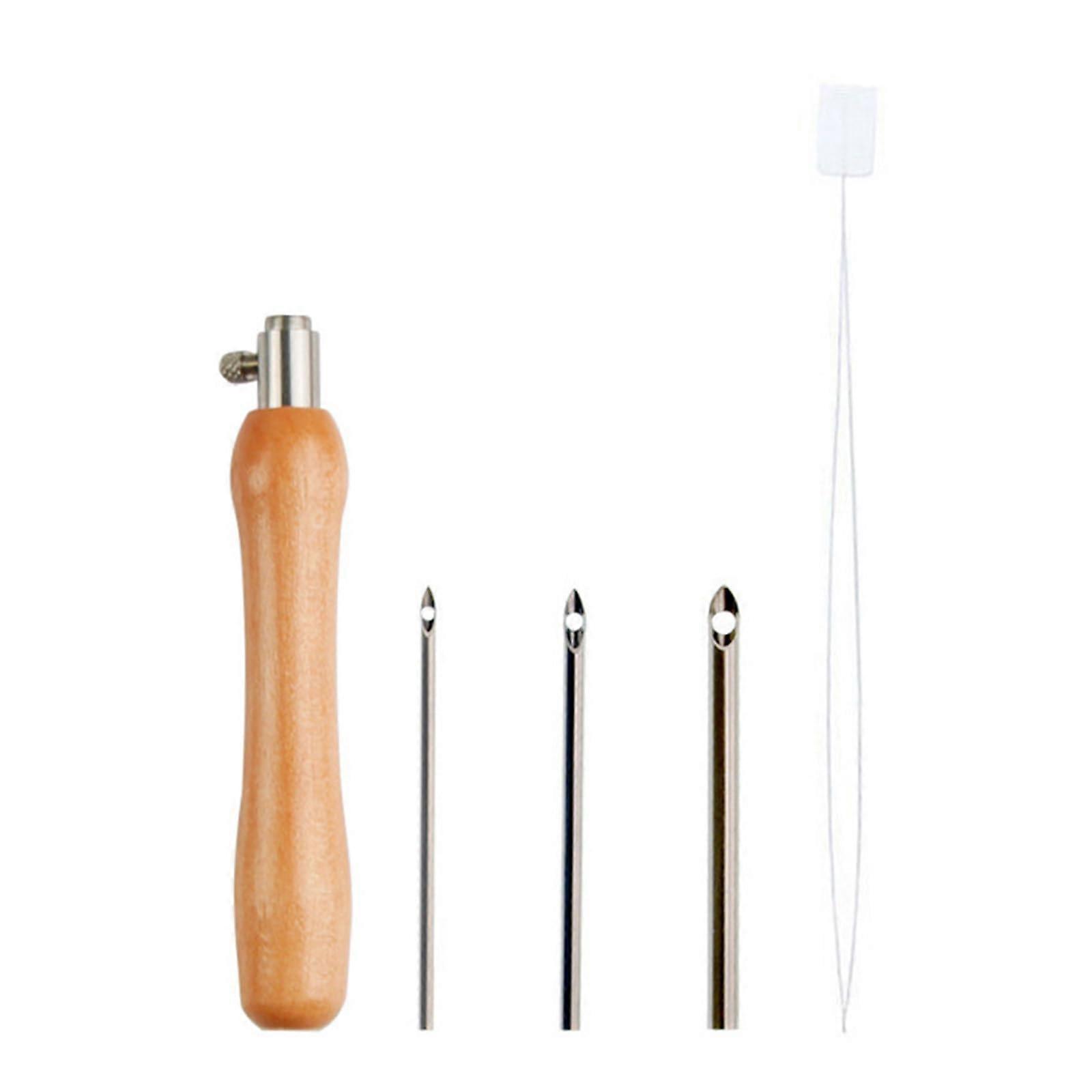Beginner Punch Needle Embroidery Set with 3 Needle Heads, Threading Tool, Wood Handle, and Punch Needle Tool
