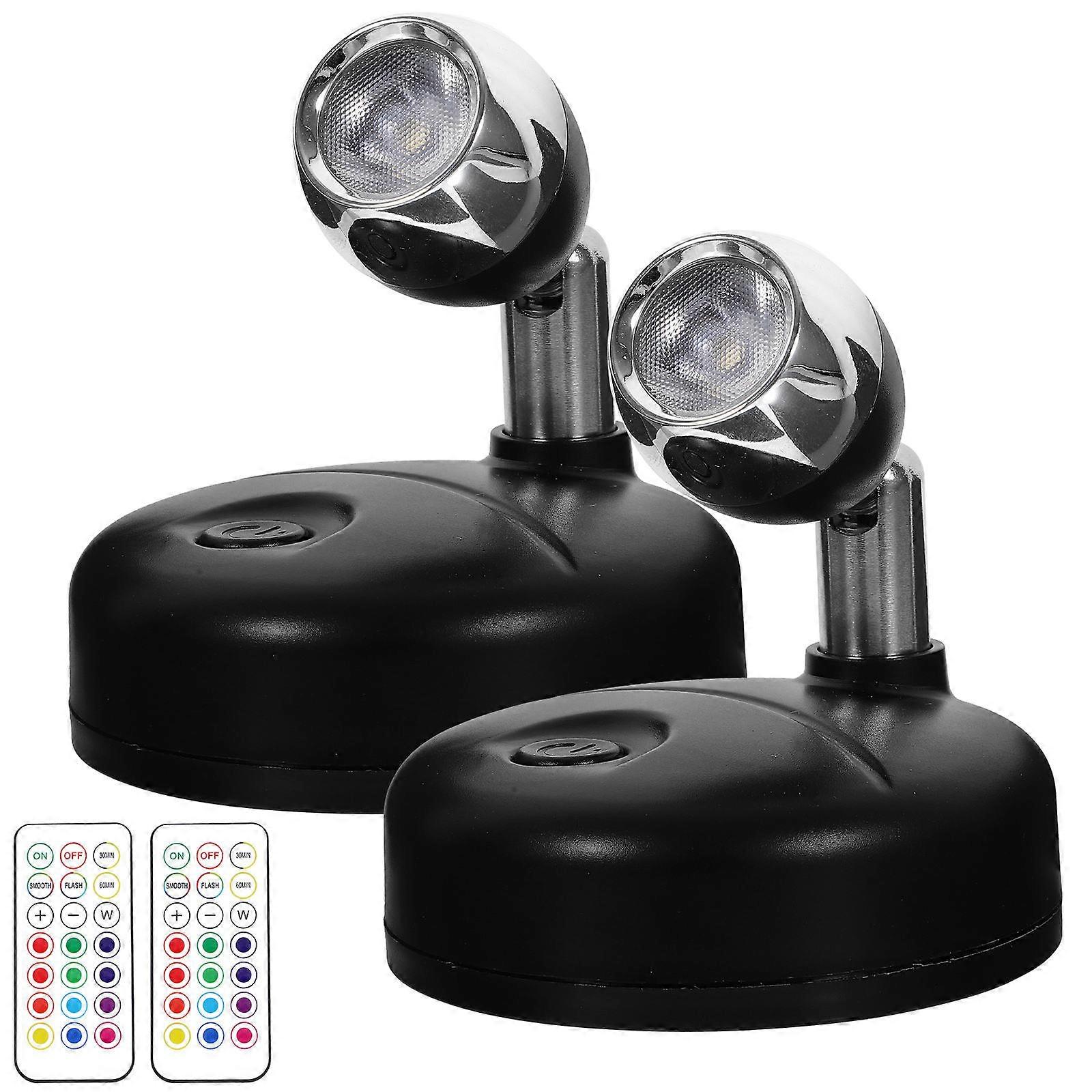 Battery Operated Spotlight Color Accent Lights with Remote Control for Indoor Use – Ideal for Cabinets, Art Displays & Festive Decor (2pcs)