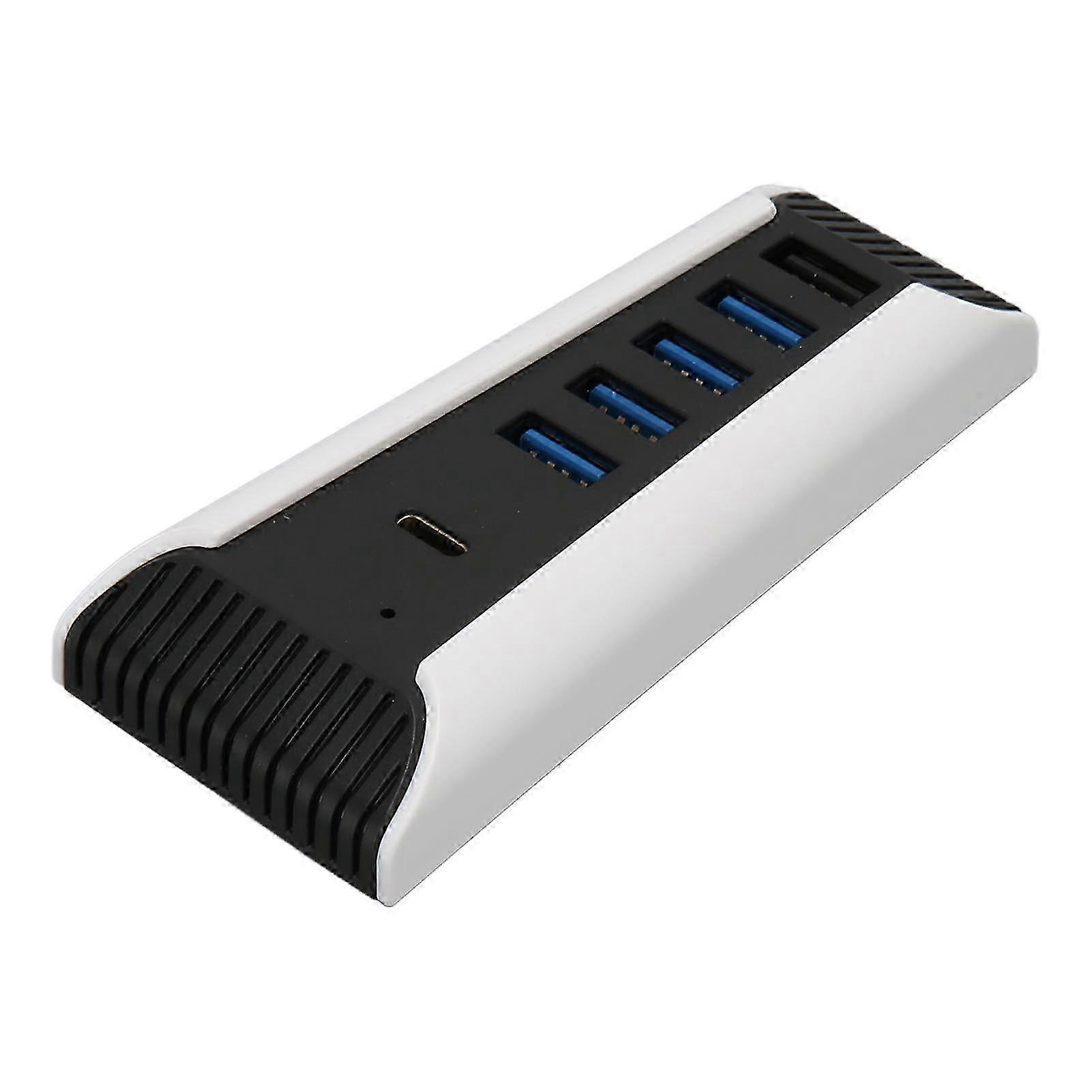 5-Port USB Hub with Fast Charging for PS5, PC, Laptop - USB 2.0 & USB-C