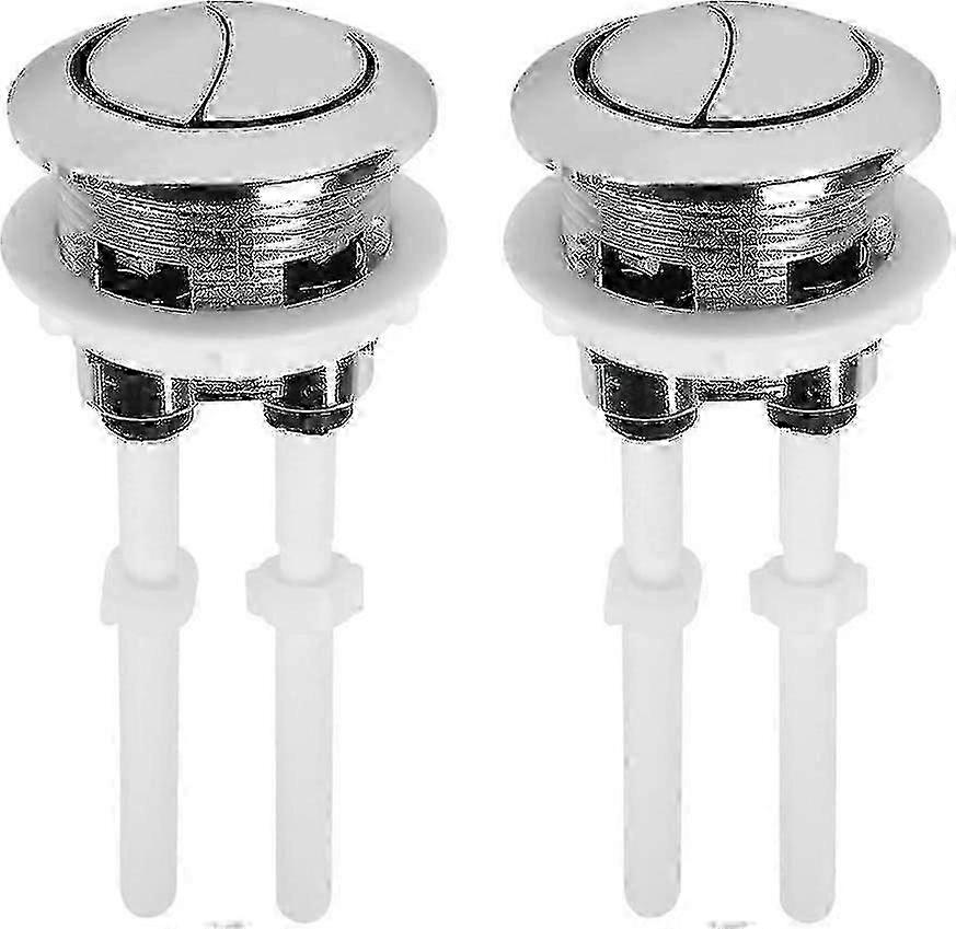 Universal Toilet Cistern Push Buttons 38mm - 2 Pack Dual Flush Button Kit with Adjustable Screw Rods hwy
