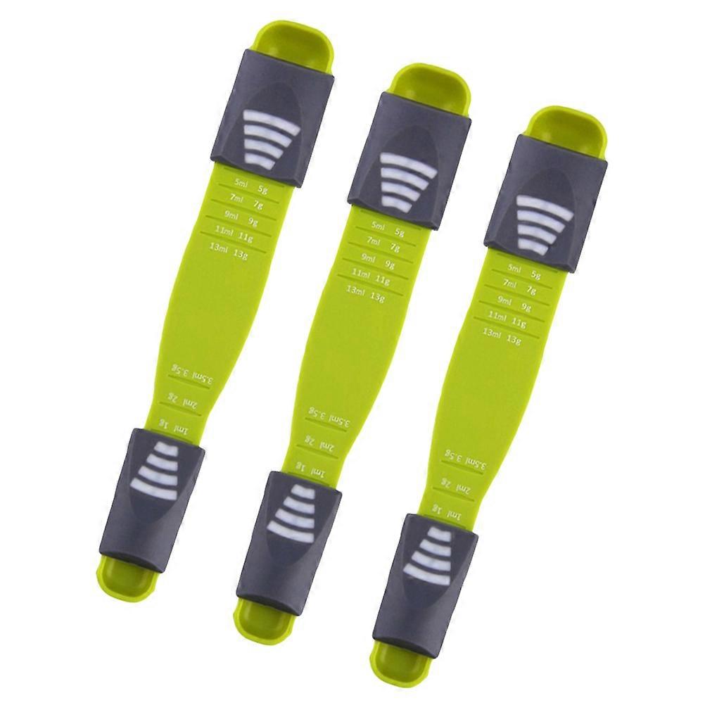 Multi-Functional Spoon with Adjustable Scale Measuring Spoons Double Ends Assorted Color 22X3X2cm Baking Cooking 3Pcs