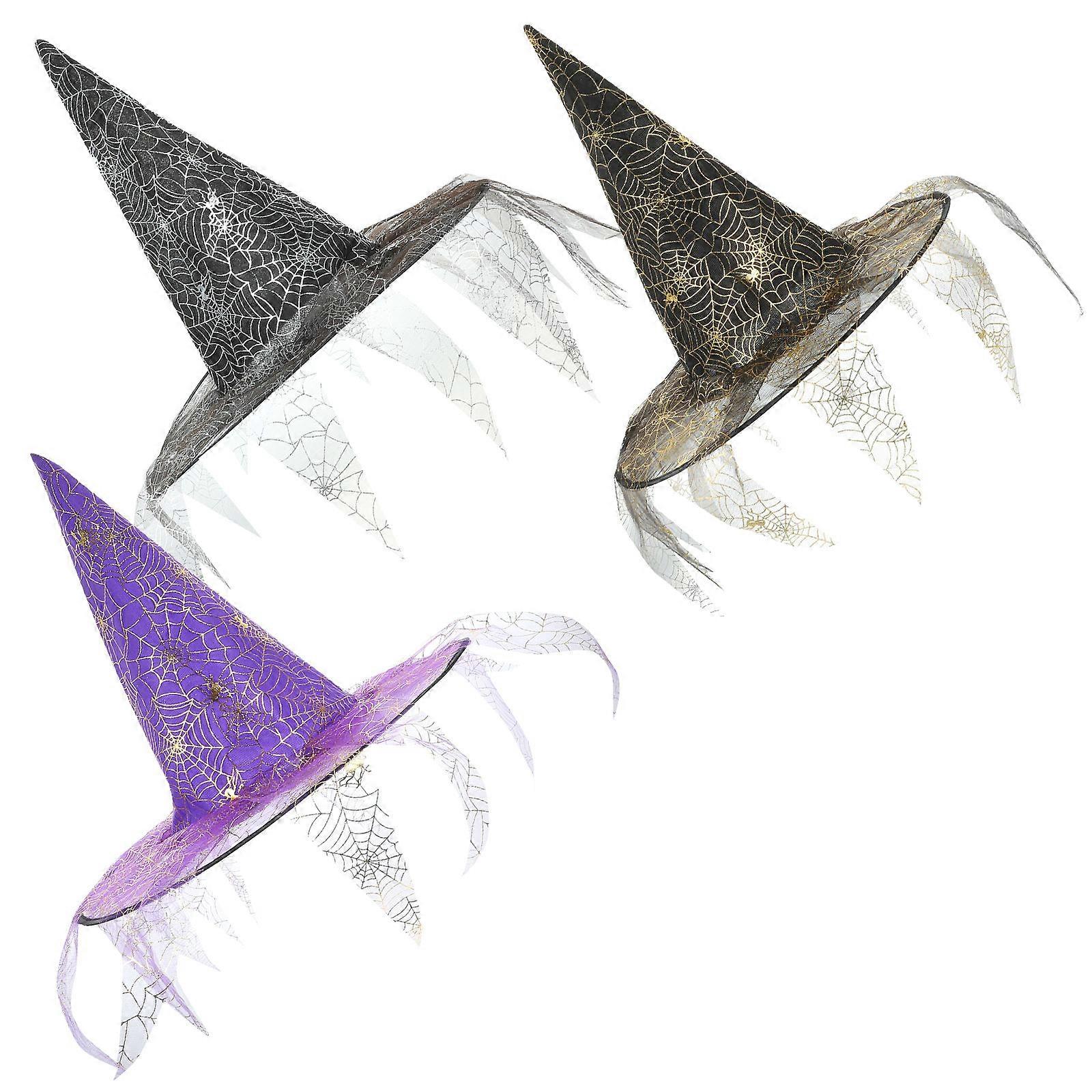 Elegant Party Hat Witches Hat Halloween present Conical Shape 3Pcs