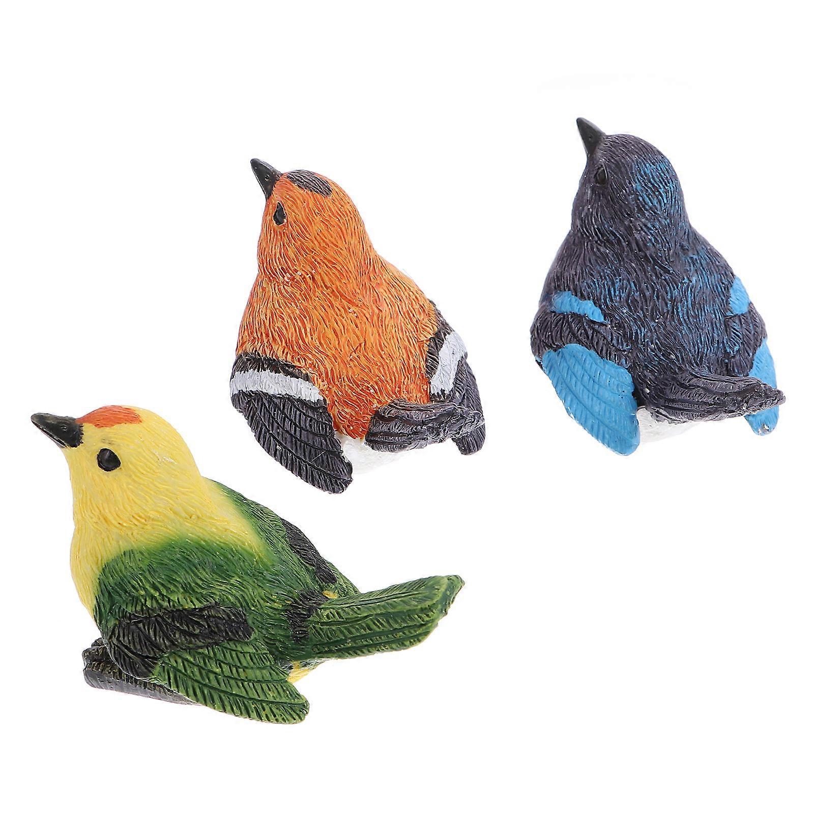 Resin Bird Decoration Desktop Ornaments Homeowners Green Durable Fading Resistant 3Pcs