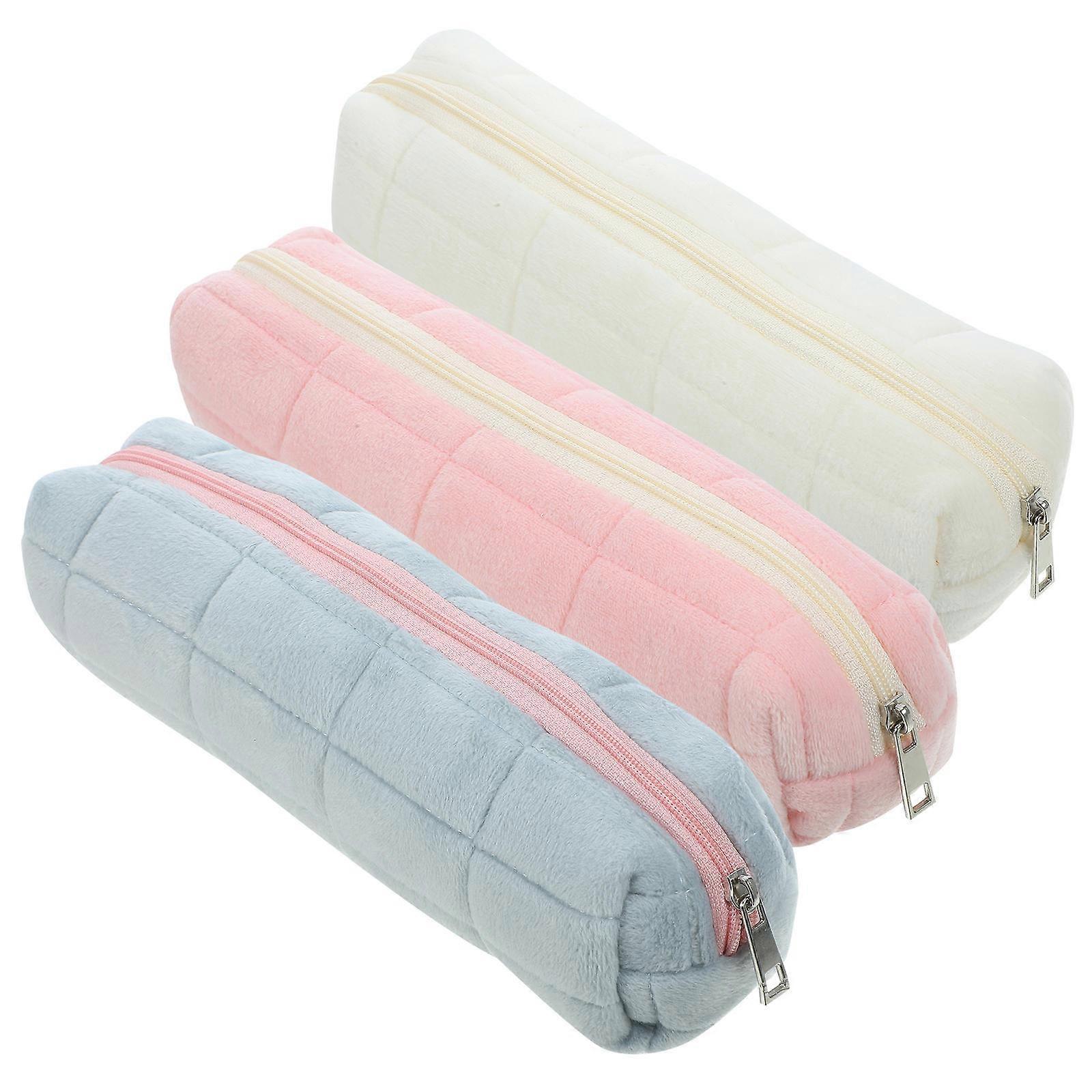 Travel Pencil Case 3Pack Simple Appearance Lint Pencil Storage Bag For Study With Practical Organizer Function