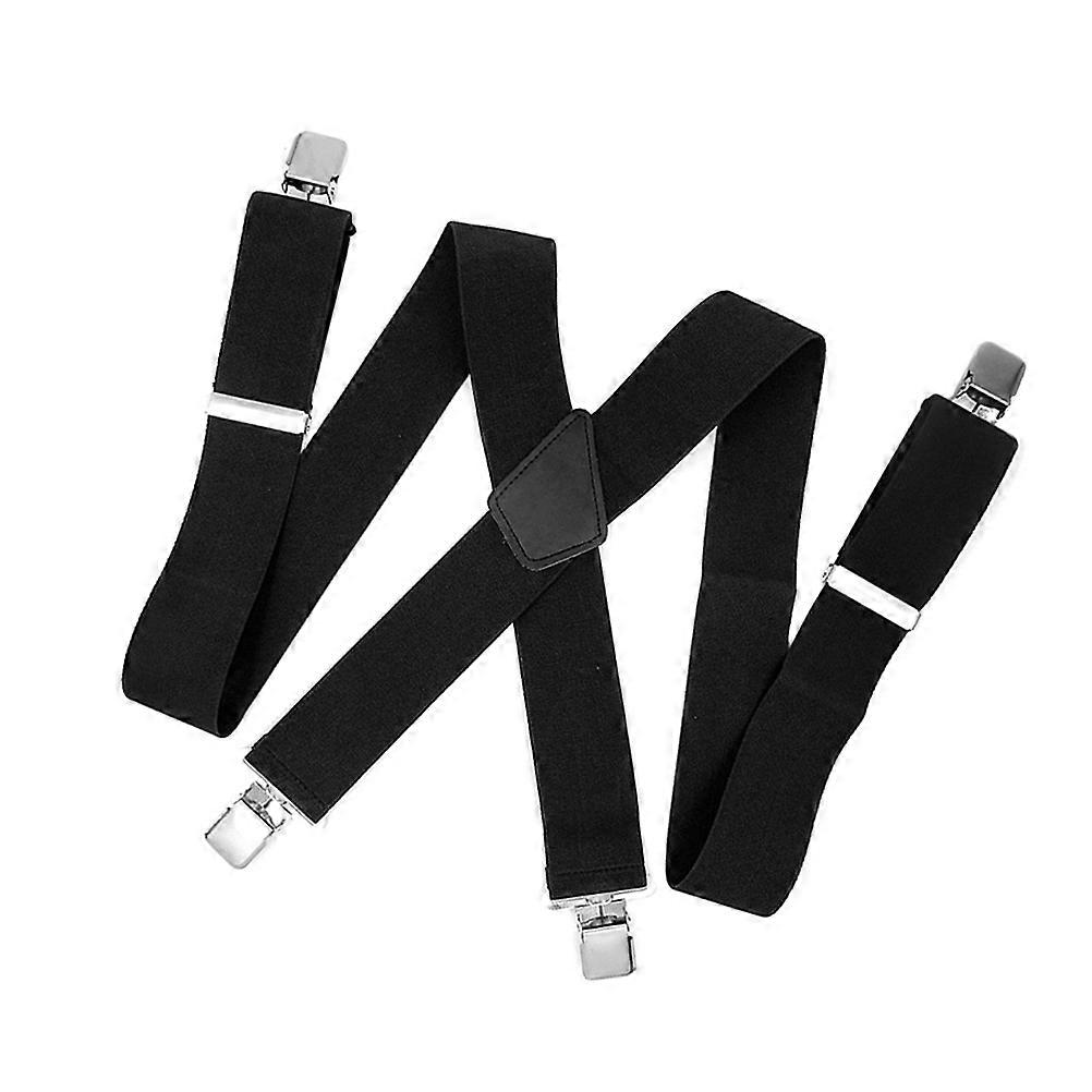 Shoulder Straps for Pant Men Adjustable Elastic 4 Clips Design Wide Strap Black 1Pack