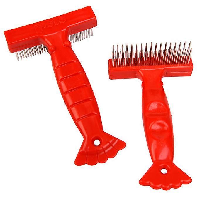 Dog Cat Grooming Rake Dematting Comb Remove Debris Red 1Set