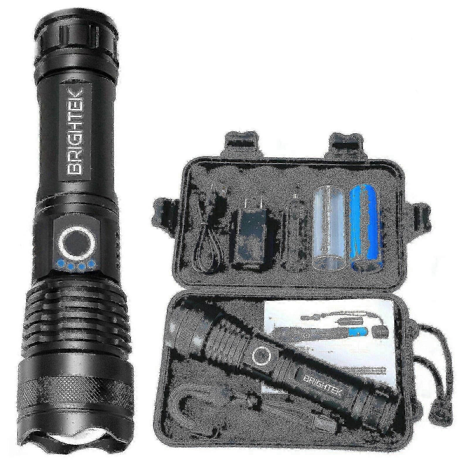 90000lm LED Tactical Flashlight Super Bright With Rechargeable Battery Zoomable HL