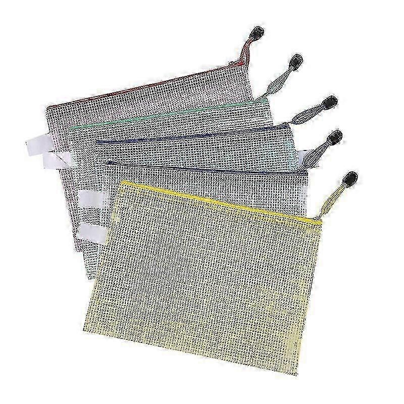 12/24pcs Mesh Zipper Pouch A4 Size for School Office Supplies