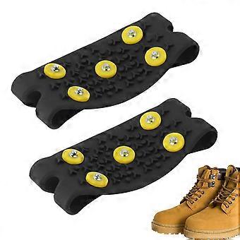 Snow Cleats with 16 mm Nail Cap, 5-Tooth Reinforced Design for Ice Fishing and Hiking, Black