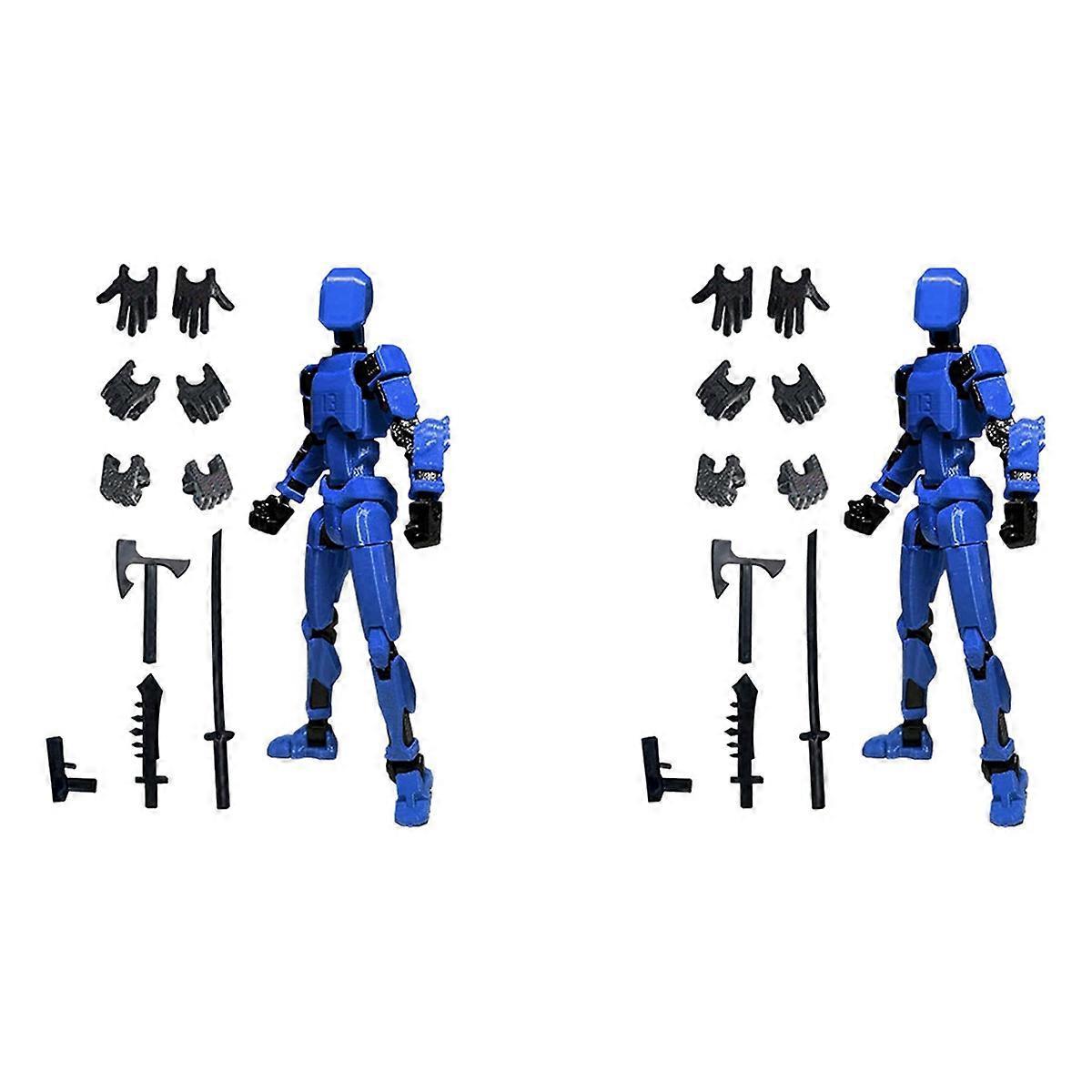 Robot Action Figure, 3D Printed with Full Articulation Blue