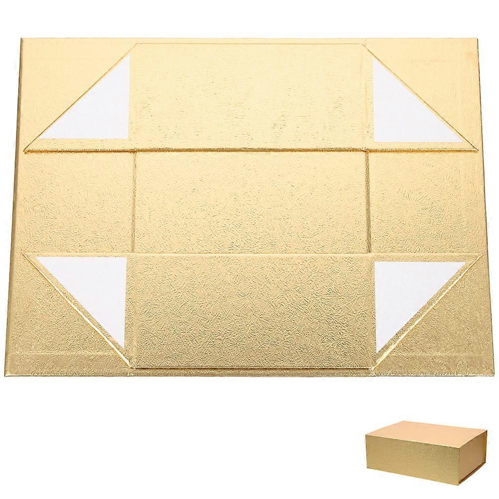 صناديق باقة مستطيلة الشكل الحاضر صندوق من الورق المقوى مربع ذهبي 30X20X8CM زفاف قابل للطي 1 قطعة