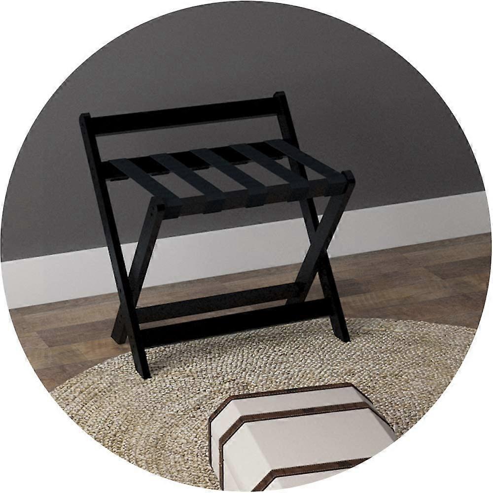 Folding luggage rack, collapsible suitcase stand, foldable, easy to carry, hotel belt with hanging rod, solid wood (Black) Ref: 9836