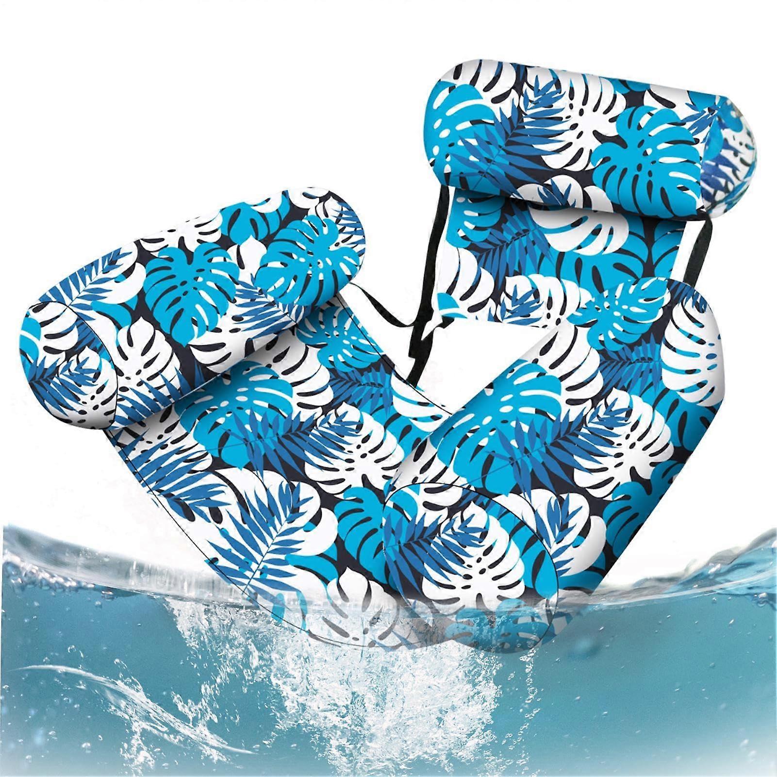 Inflatable Pool Hammock for Adults, Floating Pool Lounge Chair with Backrest, MultiPurpose Saddle Raft for Men and Women, Outdoor Swimming in Blue