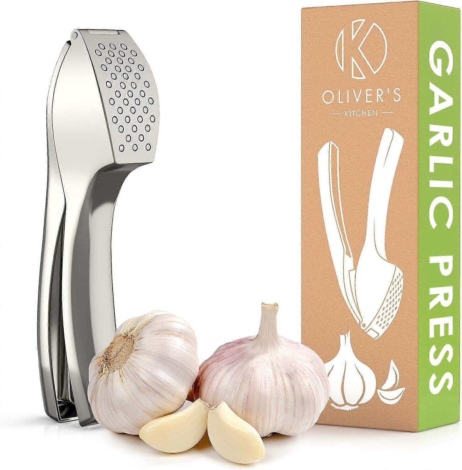 Premium Garlic Press Strong & Durable (Silver)