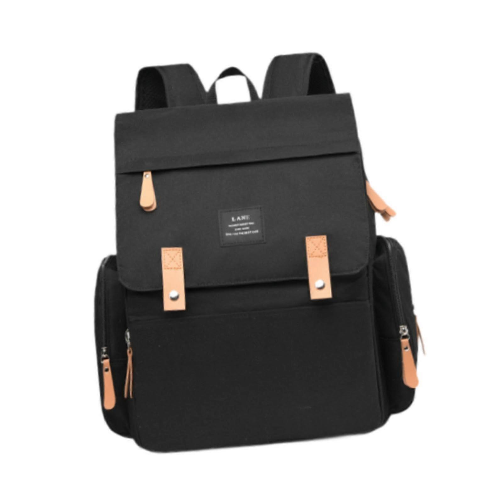 Baby Diaper Bag Backpack with Changing Mat, Black Travel Nursing Backpack with Strap for Tissue and Essentials