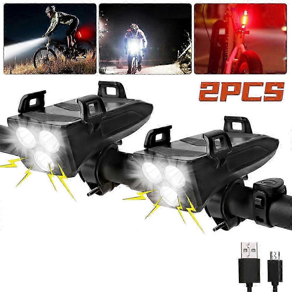 Waterproof 3 LED USB Bicycle Headlight with 4000 mAh Built-in Battery, Phone Holder, and 5 Modes Speaker