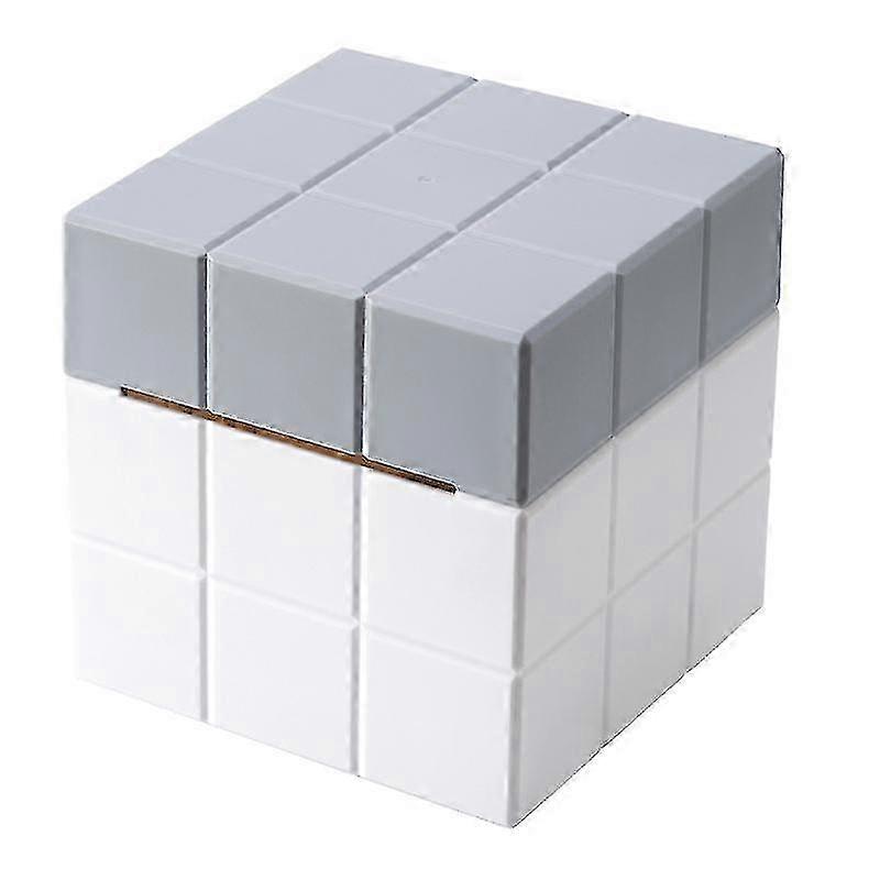 Gray White Square Leather Tissue Box Holder, Paper Tissue Box Lid, Pump Paper Dispenser, Magic Cube Towel Organizer