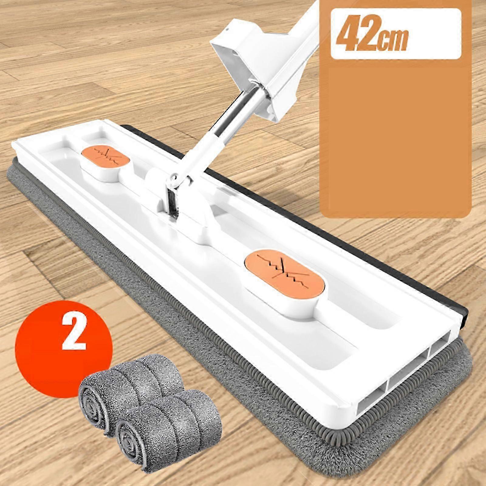 Large Flat Mop with Reusable Microfibre Mop Pads, 360 Swivel Floor Mop Set, Flat Floor Mop Set for Hardwood Laminate Tiles