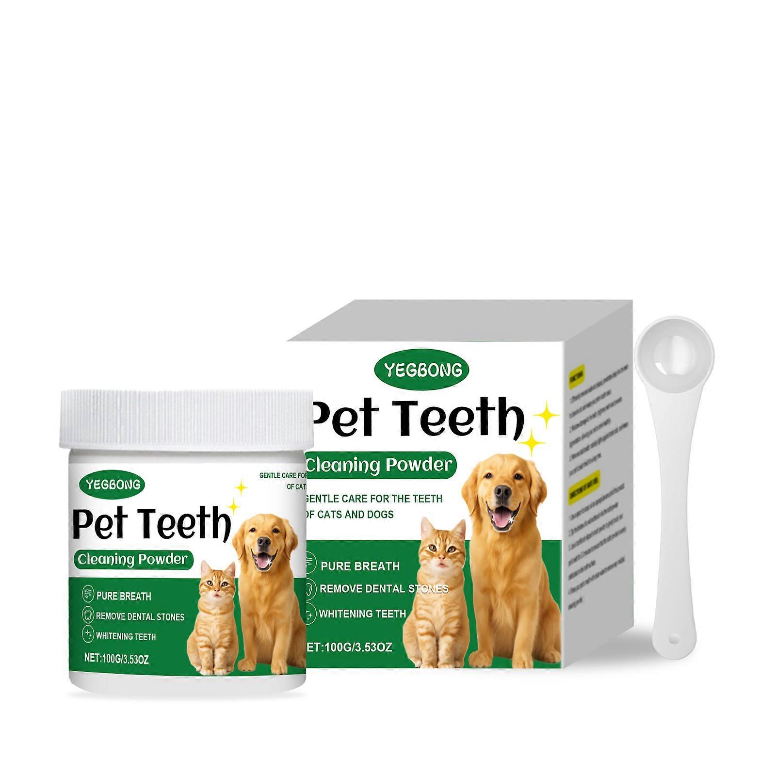 Pet Dental Powder for Dogs & Cats - Fresh Breath, Tartar & Plaque Removal, Natural Ingredients, Easy to Use, 140g
