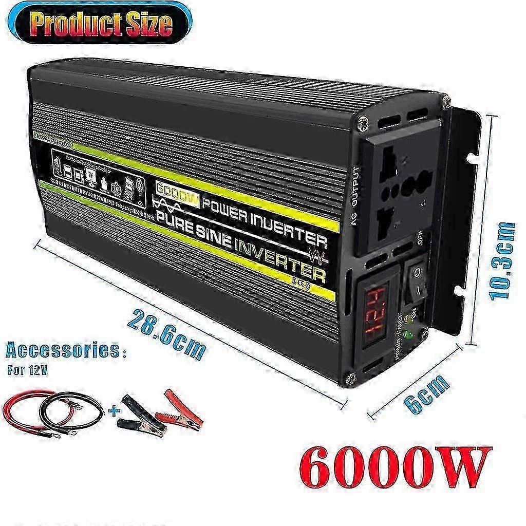 8000W / 10000W Ren Sinusvåg Växelriktare Spänningstransformator Intelligent Digital Display Bil Hem Utomhus DC12V 24V 48V 60V -220V Omvandlare Yalo
