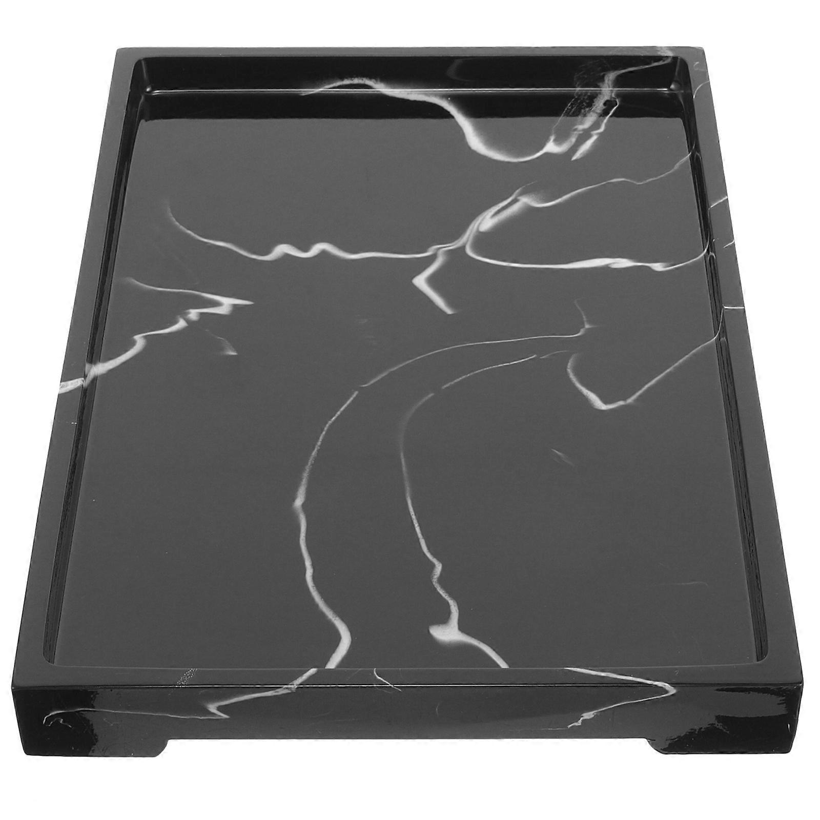 Marbling Storage Tray Bathroom Resin Organizer For Bedside Table 1Set