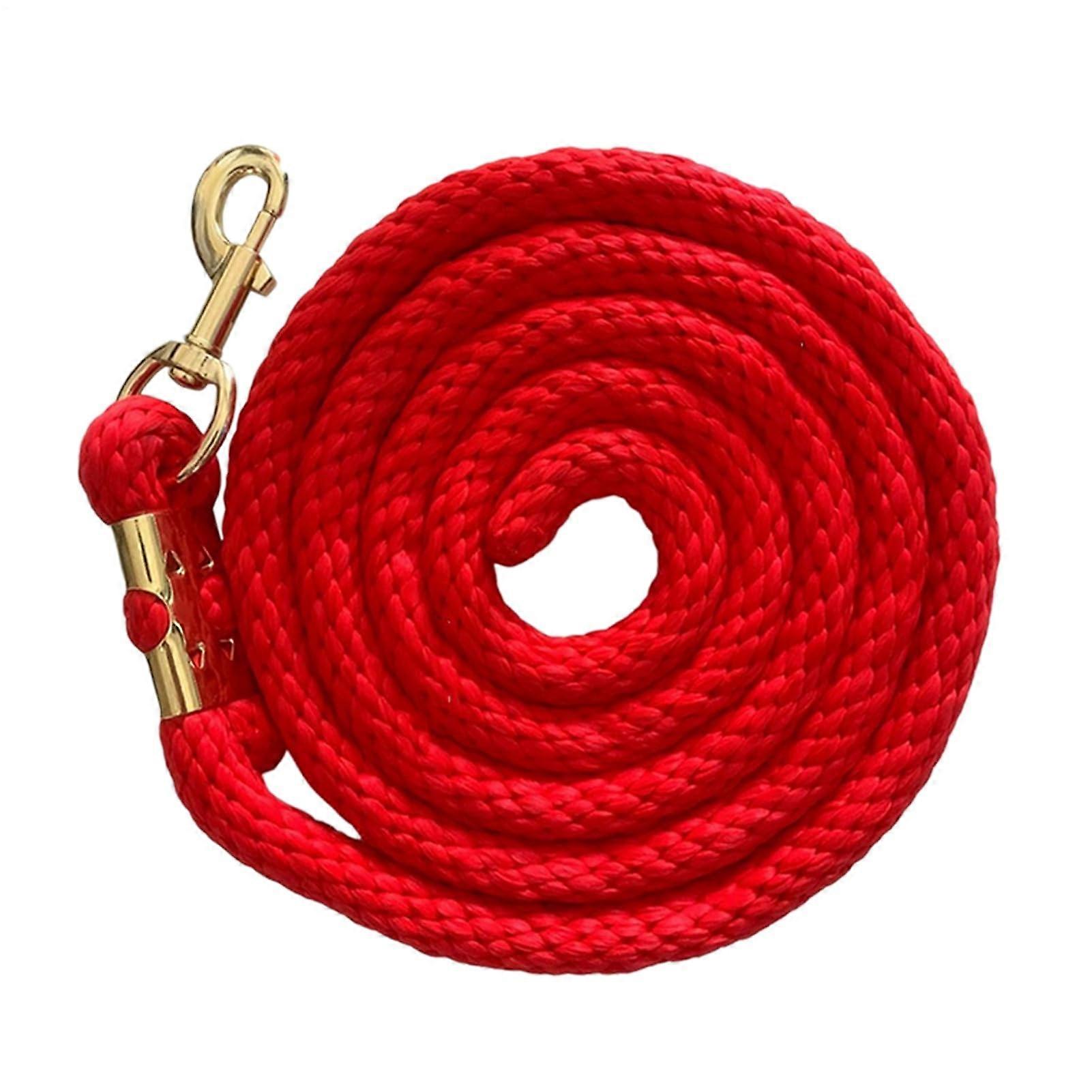 Lead Rope for Horse Training 6.5 Foot Heavy Duty Long Rope with Trigger Bull Snap for Horses and Farm Animals Red