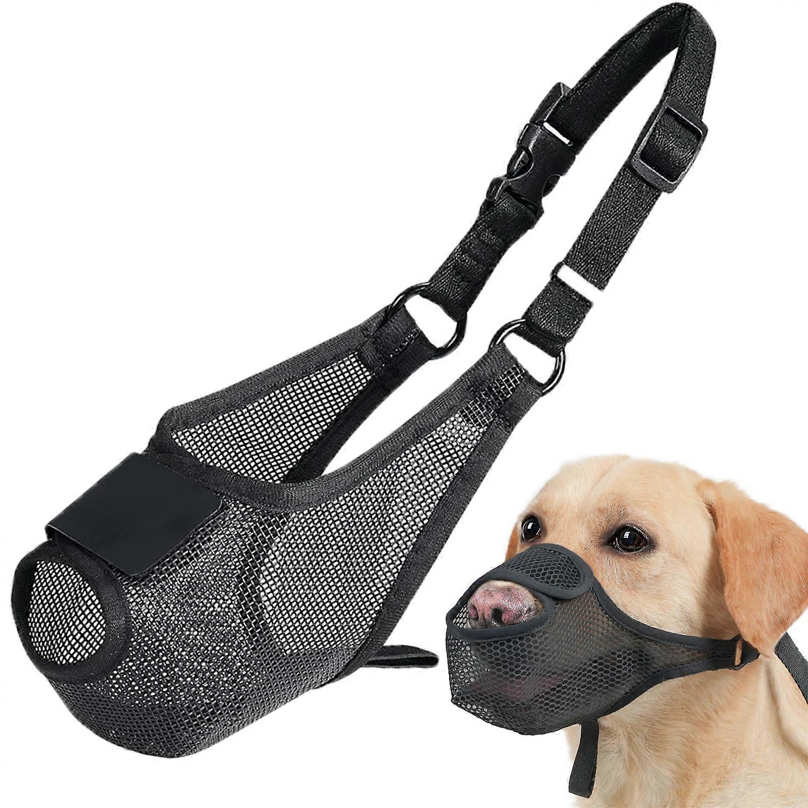 Muzzle for medium dogs, breathable mesh, prevents chewing, barking (Black/M)