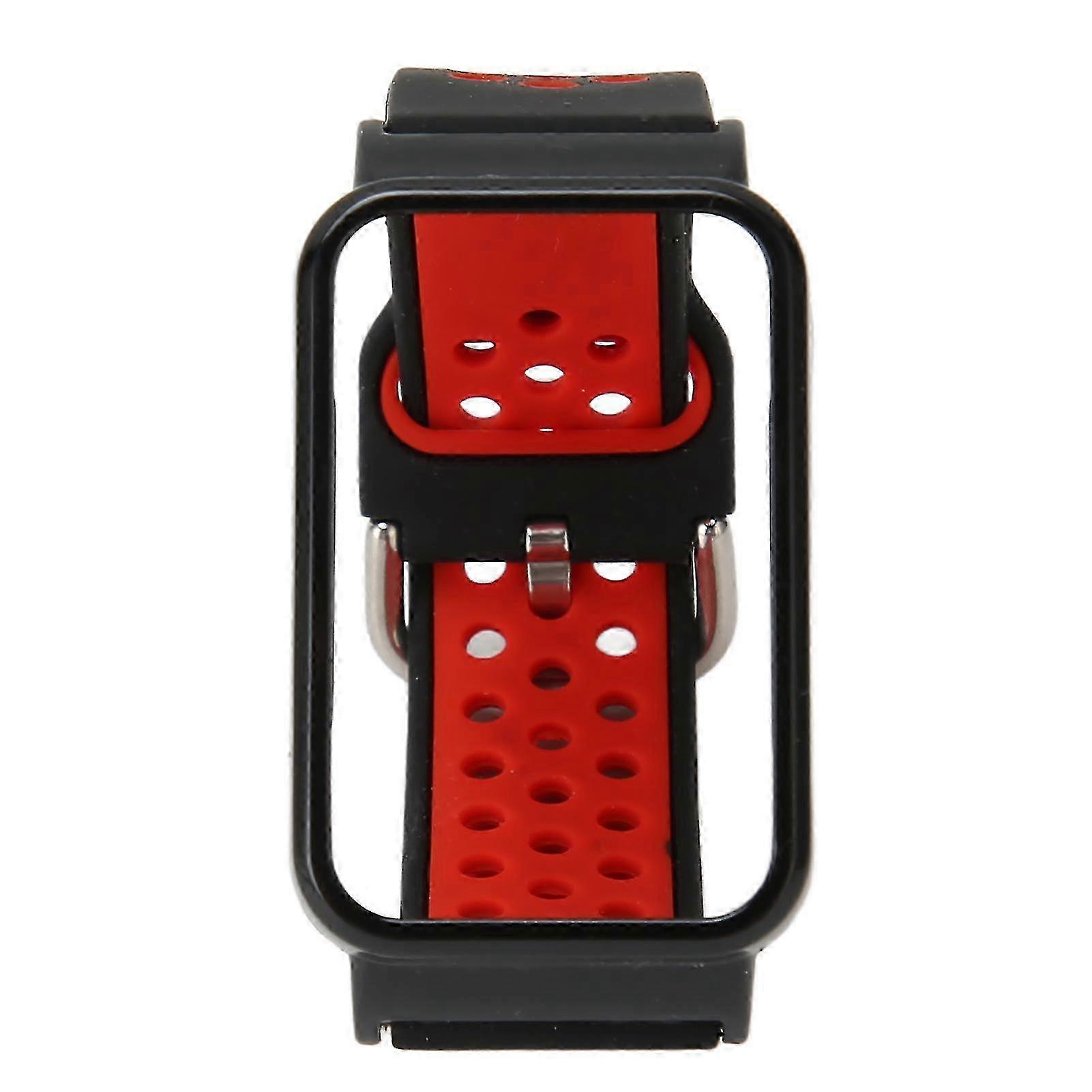 Breathable Silicone Watch Strap Band with Protective Bumper Case Accessory Suitable for a Certain Brand Black Red and Black Case