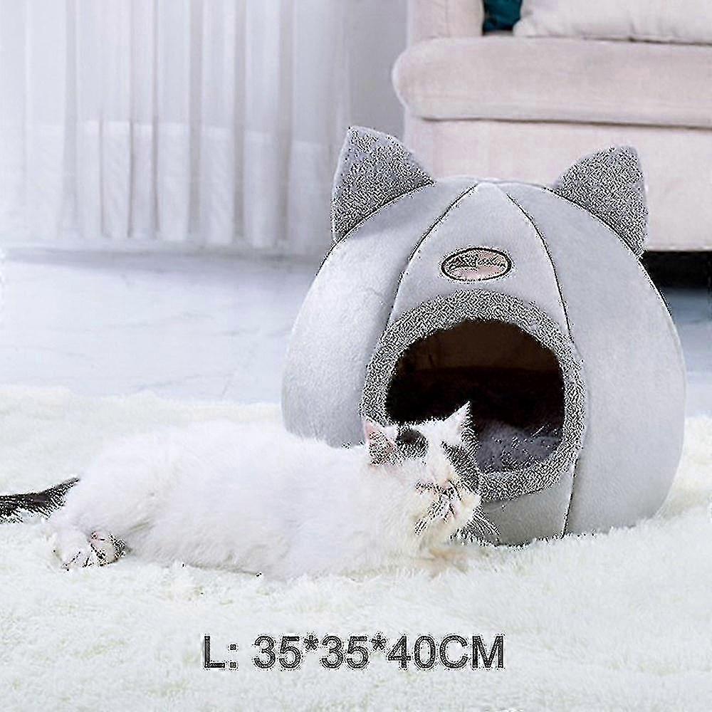 Velvet Self-Warming Cat/Dog Cave Bed with Removable Cushion - L