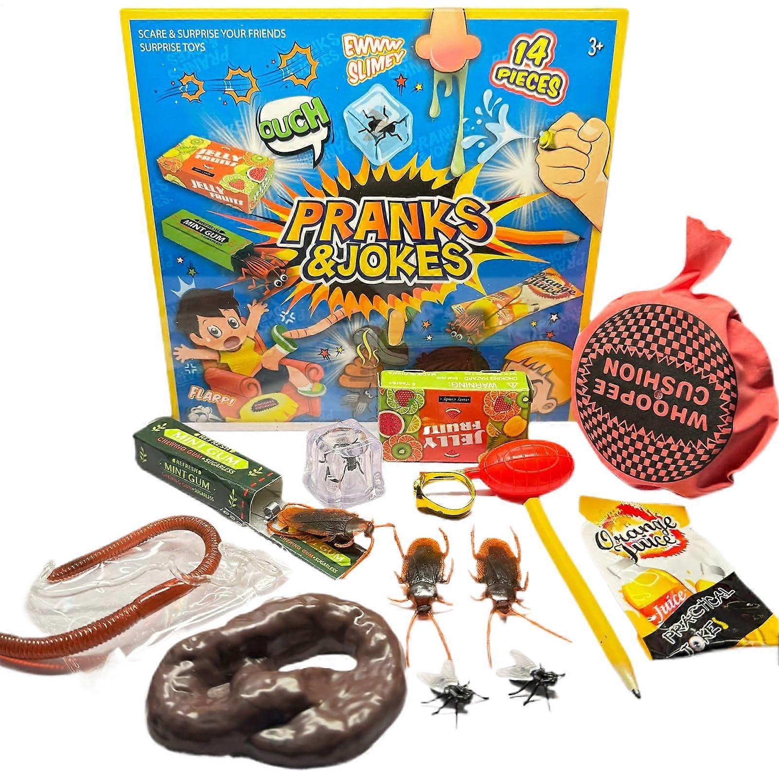 Children's Prank Prop Set for April Fool's Day, Funny Joke Toy Box with Assorted Gadgets and Prank Gifts