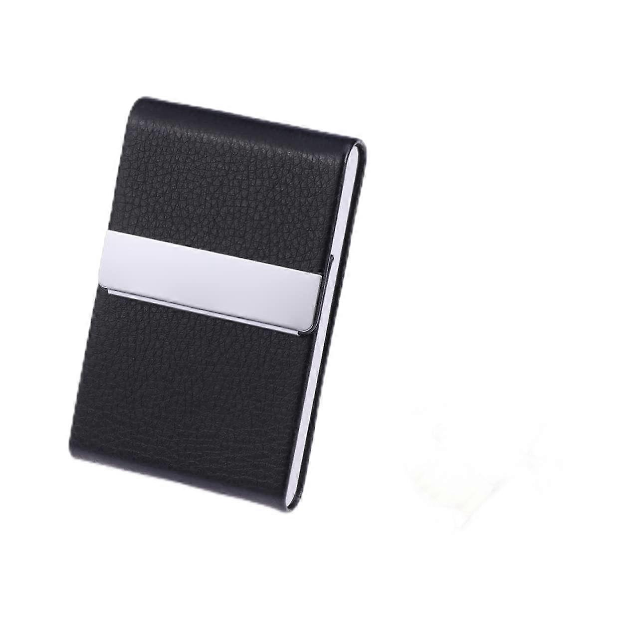 PU Business Card Holder - Vertical Design Black PU Leather Wallet for Men and Women, Durable Credit Card Case