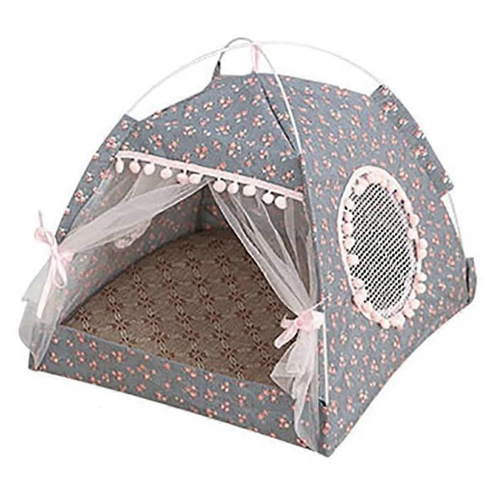 Pet Tent Portable Folding Cat Bed Dark Grey Large Size Breathable Dog House Cave for Pets Under 5kg