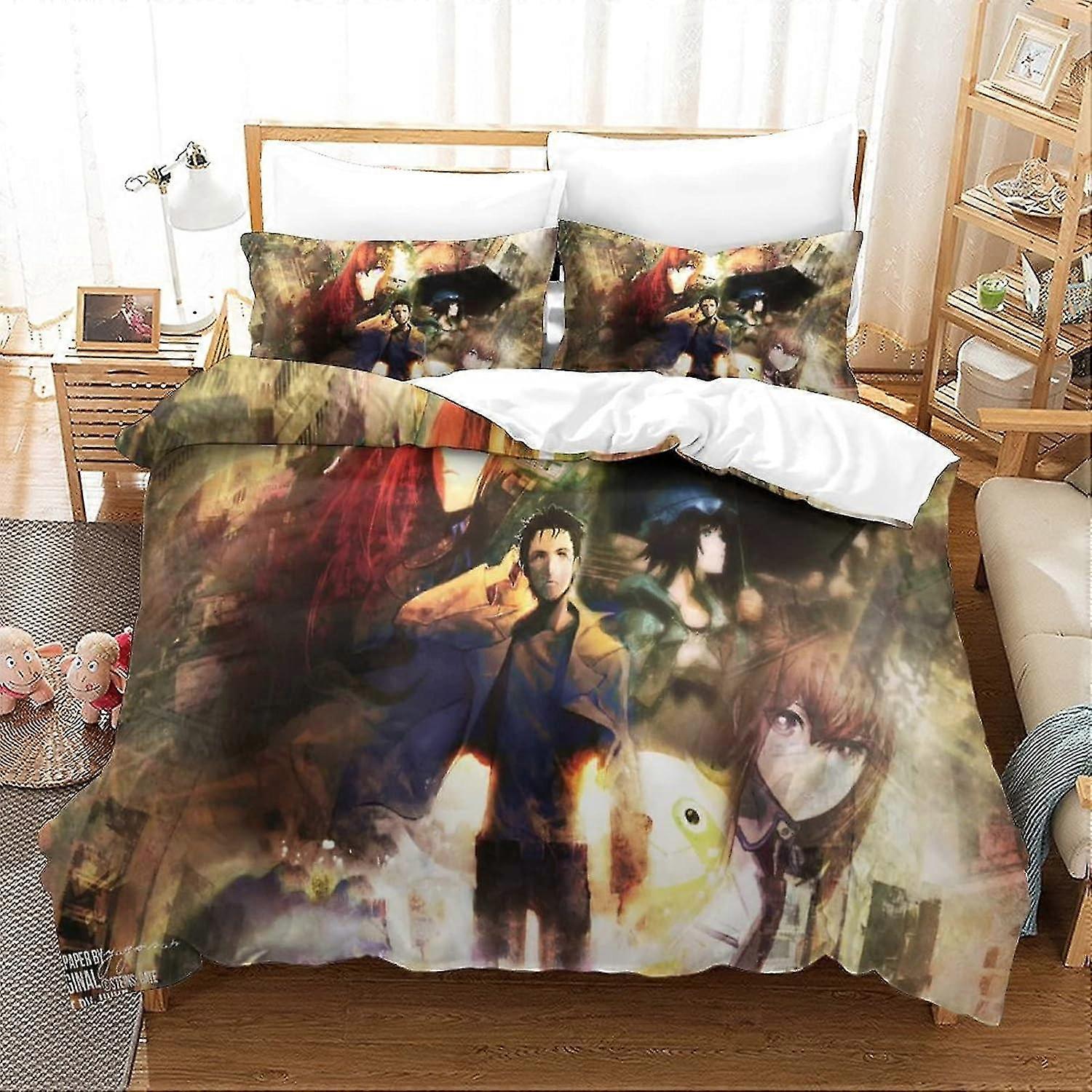 3 Pieces Anime Character Bedding Set with Pillowcases Duvet Cover with Zipper Closure Soft Microfiber Double King Size