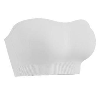 Damen Trägerlos Gepolsterter Bandeau-BH Rutschfeste Silikonkanten Unsichtbarer Komfort Lift Support Wirefree Tube Top Bustier BHs Weiß XL