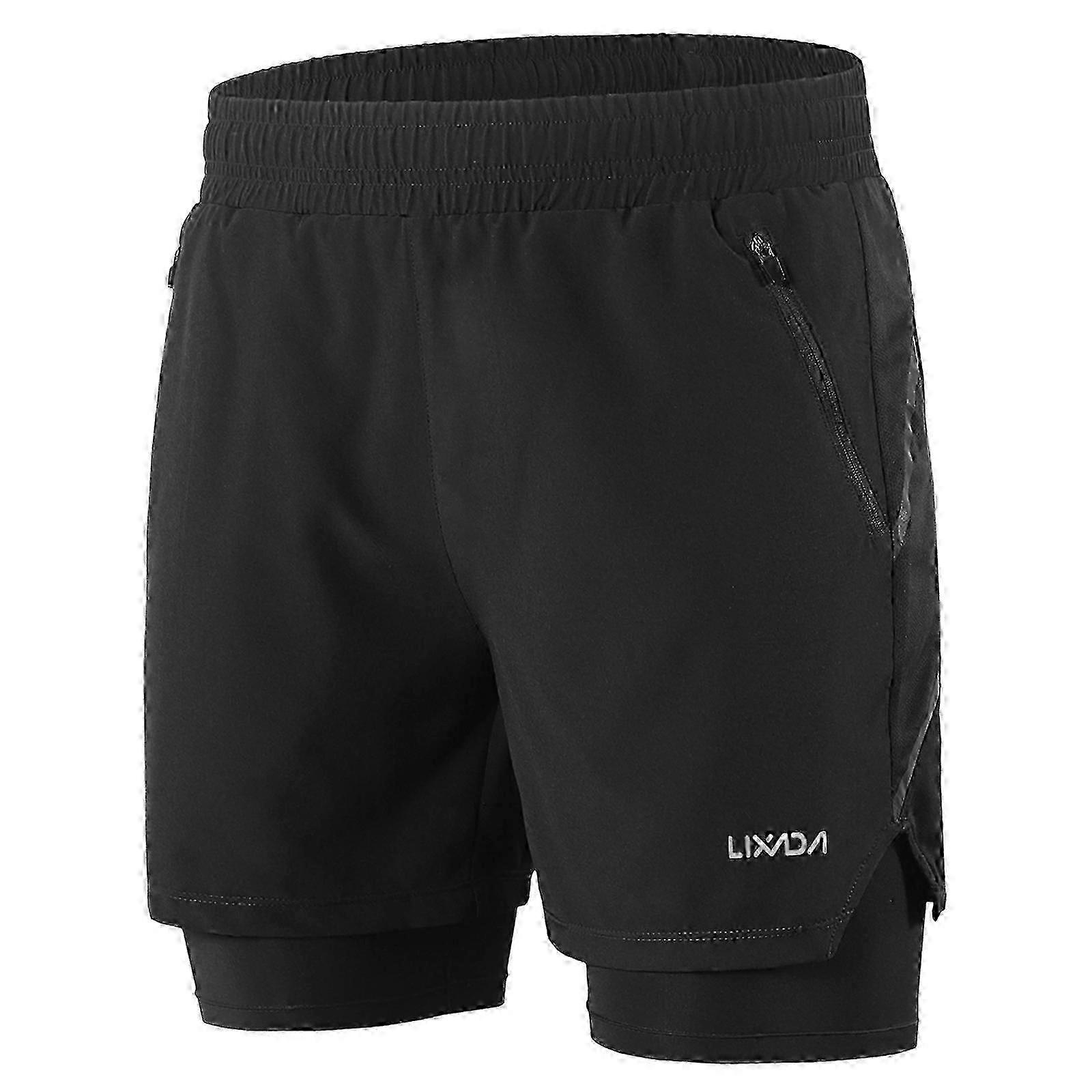Men's 2-in-1 Quick Drying Running Shorts - Breathable Active Training & Jogging Shorts for Marathon & Cycling Exercise