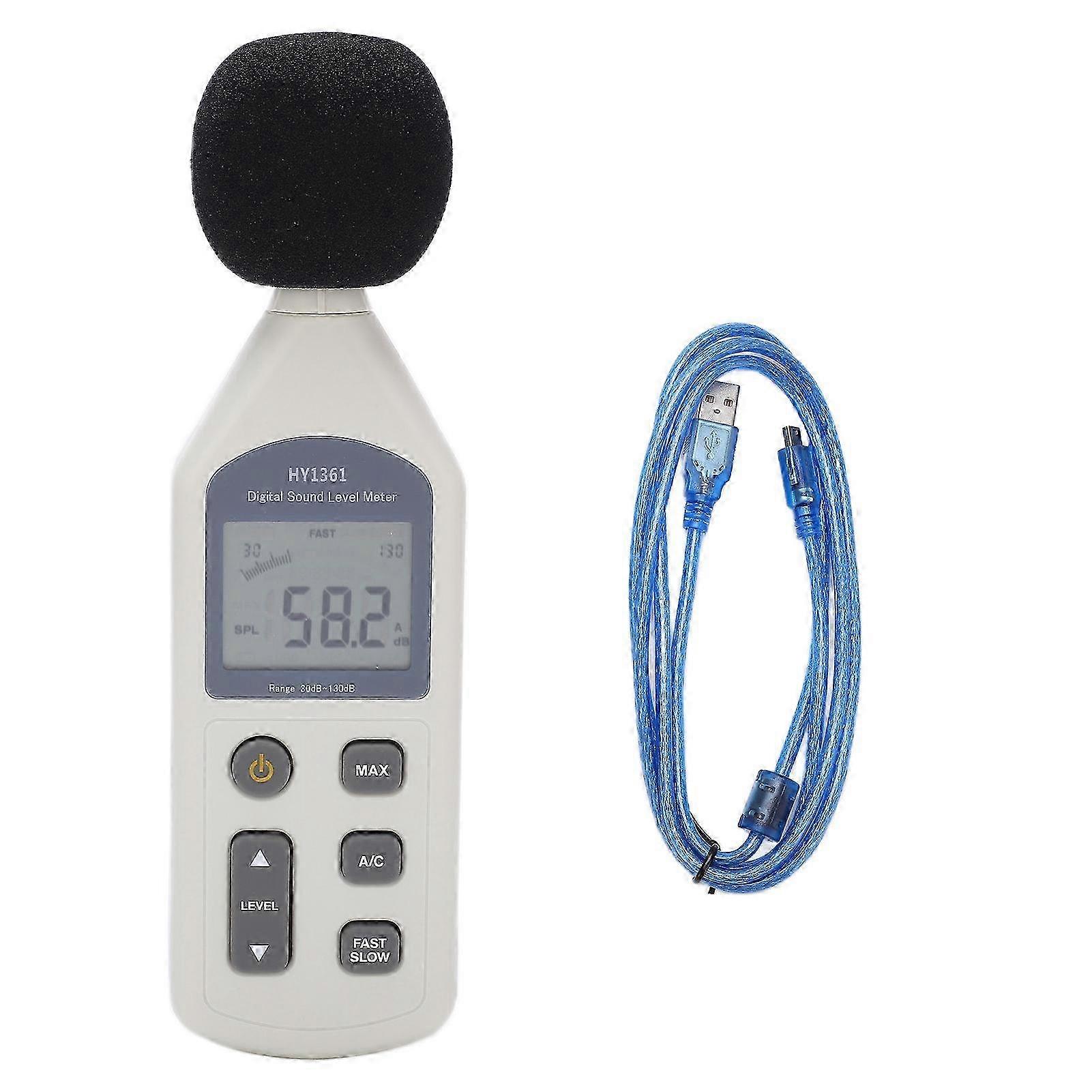 Handheld Digital Sound Level Meter with LCD Screen, USB Decibel Monitor, Noise Recorder 30-130dBA 35-130dBC