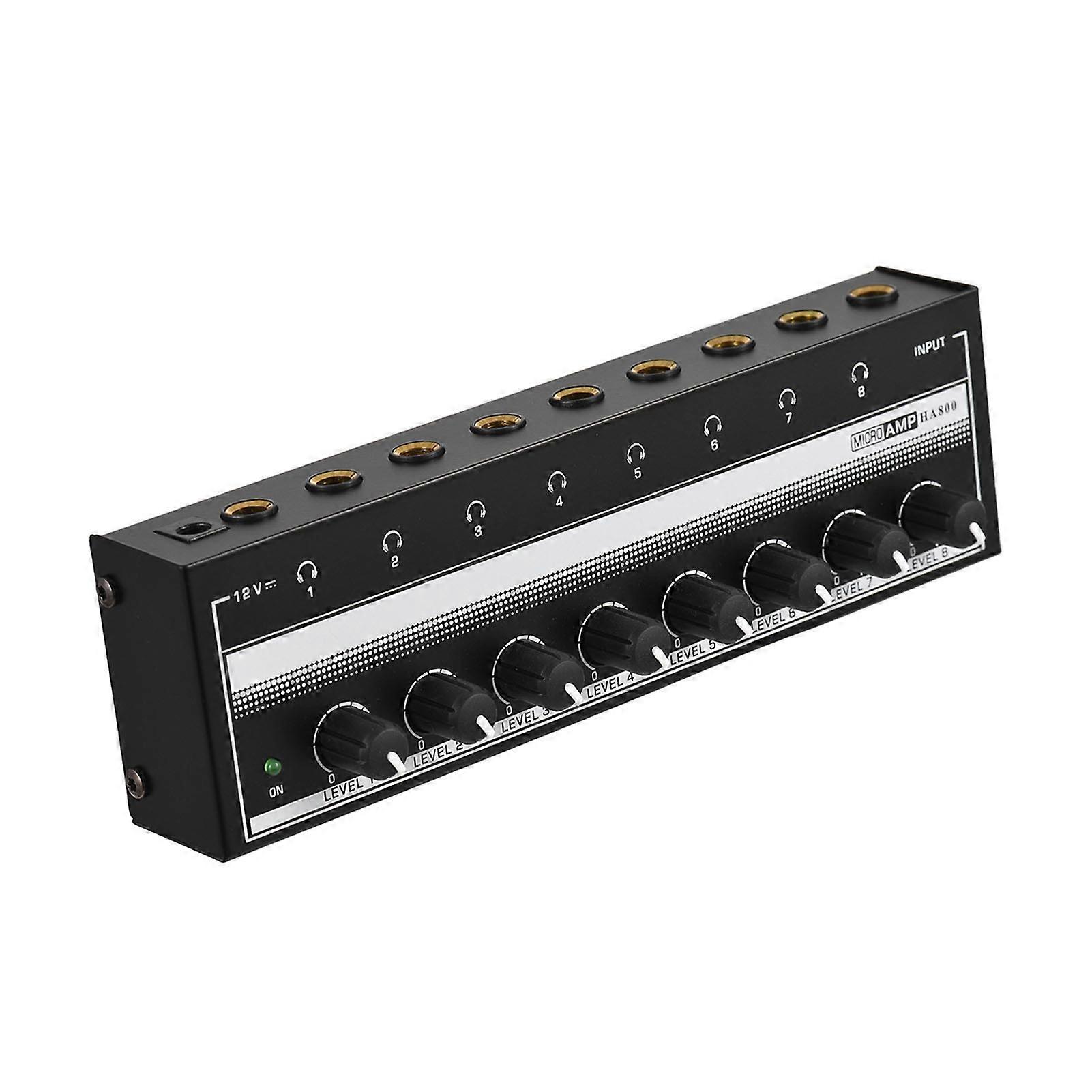 HA800 Headphone Amplifier Audio Amp. Ultra-compact 8 Channels Mini Audio Stereo Microphone AMP. with Power Adapter