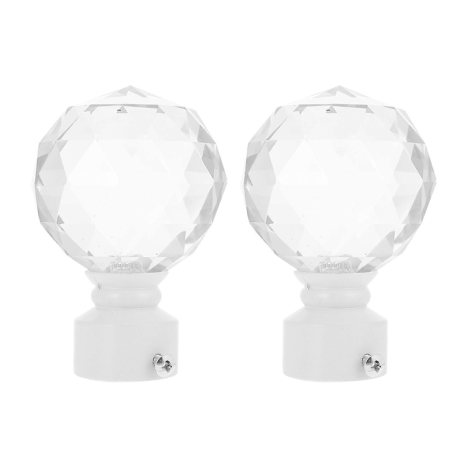 Ivory White Crystal Curtain Rod Finials, Decorative Iron Art Ends for Window Curtains, Stylish Home Decor Accessory