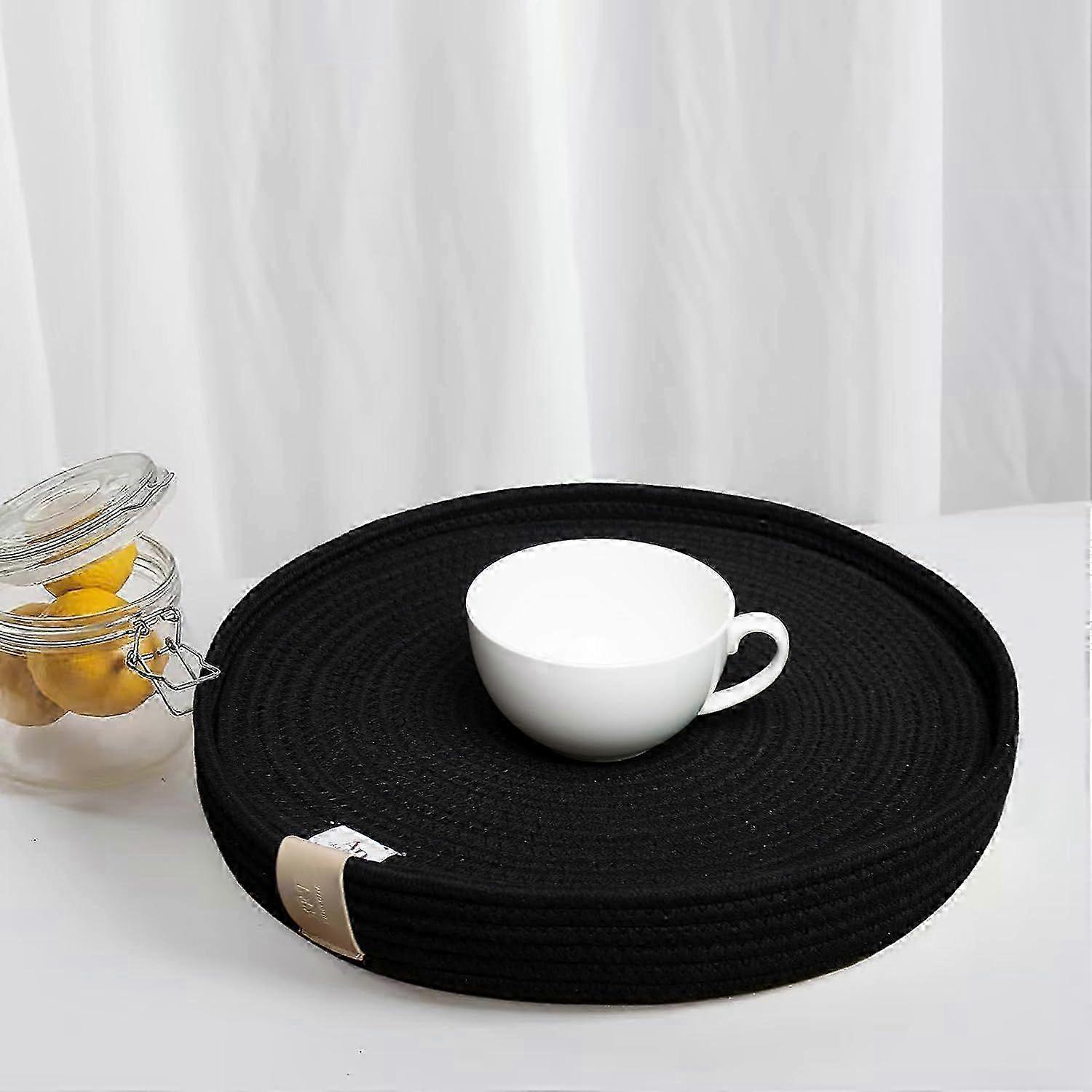 Set of 4 round placemats for tableware in woven cotton rope