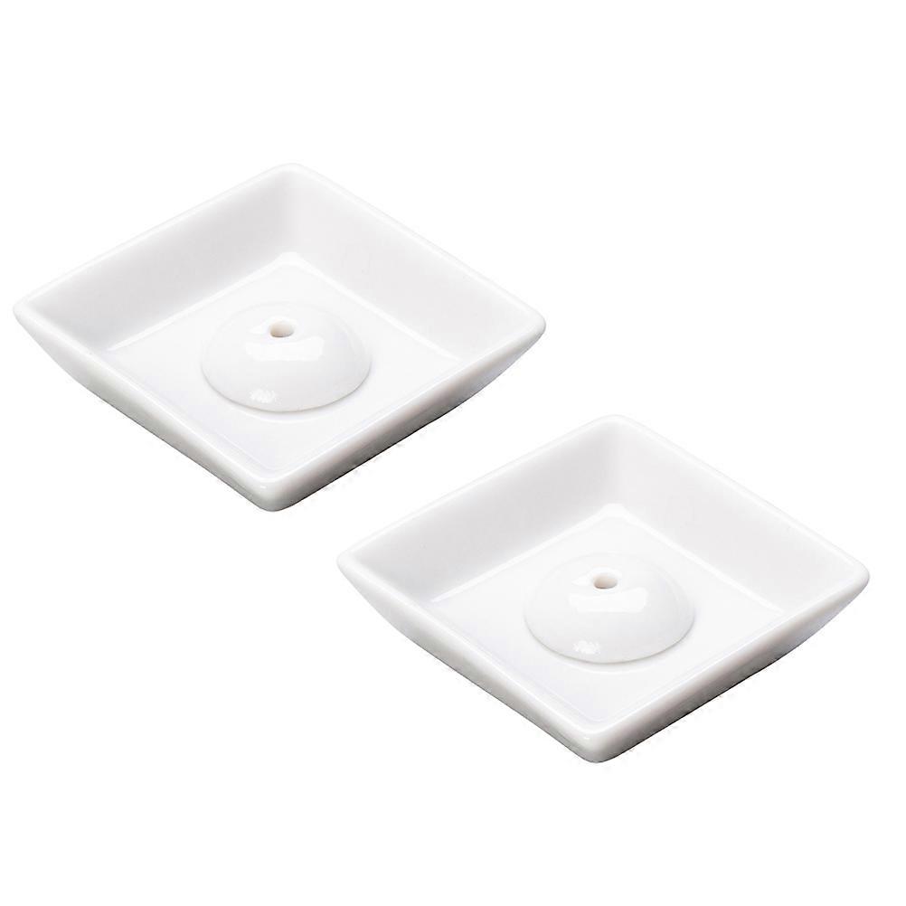Porcelain Tray Decorative Round Incense Holding Office Use 5x5cm 2Pack