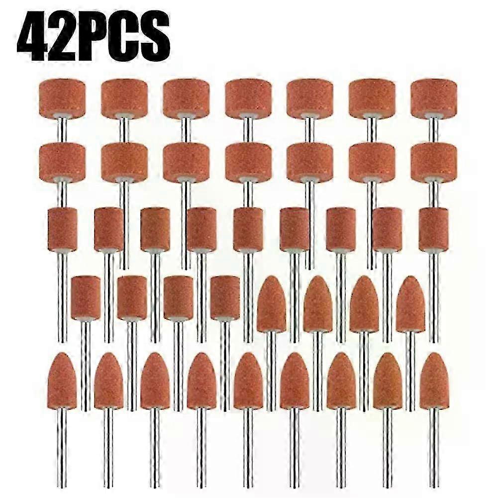 42Pcs Abrasive Polishing Mounted Stone Fit For Rotary Tools Grinding Stone Wheel Head Tools 1/8 Shank 3mm Mini Nail Drill Bit Set
