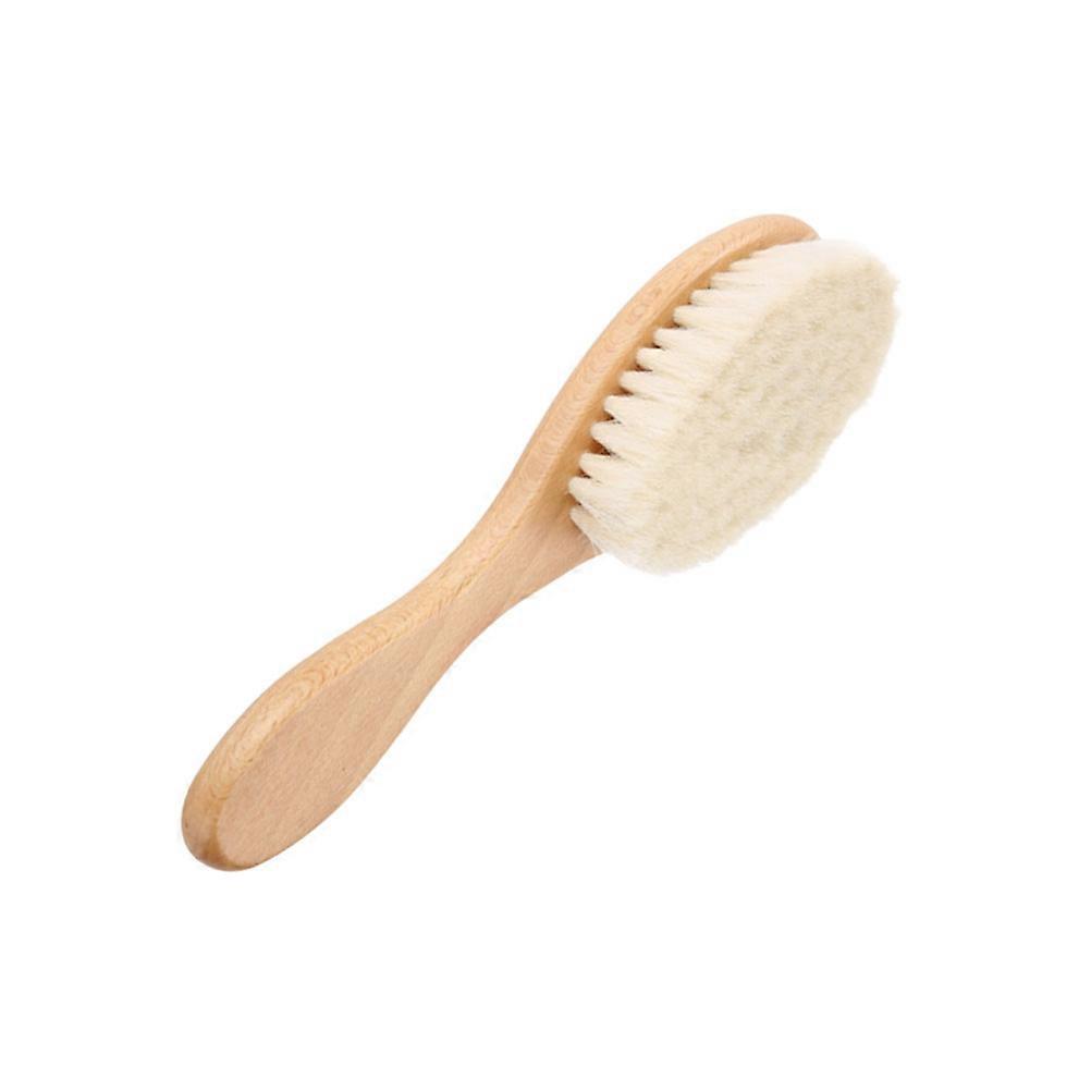 Dense Wool Brush with Curved Handle for Mustache Shower 1 Set for Household and Barber Shop Use