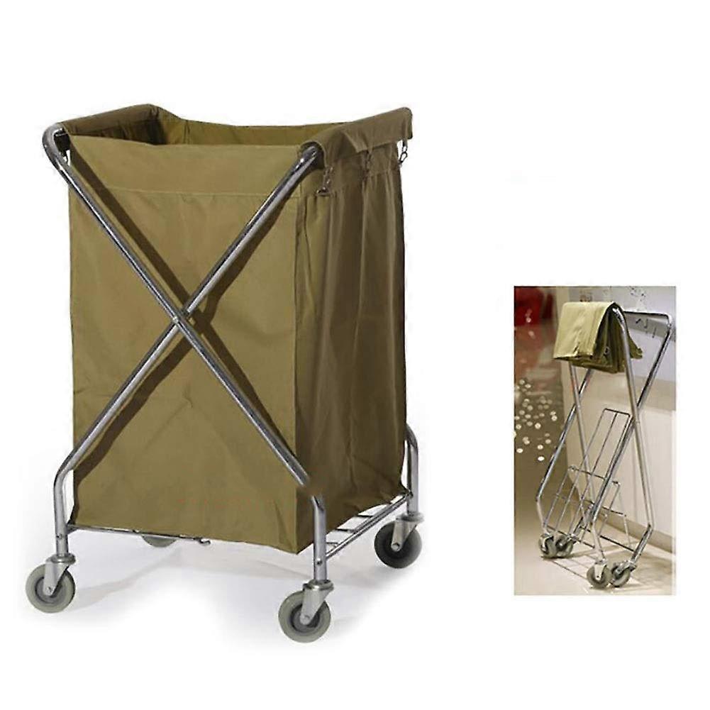 Heavy Duty Laundry Trolley, Folding Laundry Basket with Wheels, Durable and Removable, Waterproof, Oxbag/Khaki Color, Khaki Color.