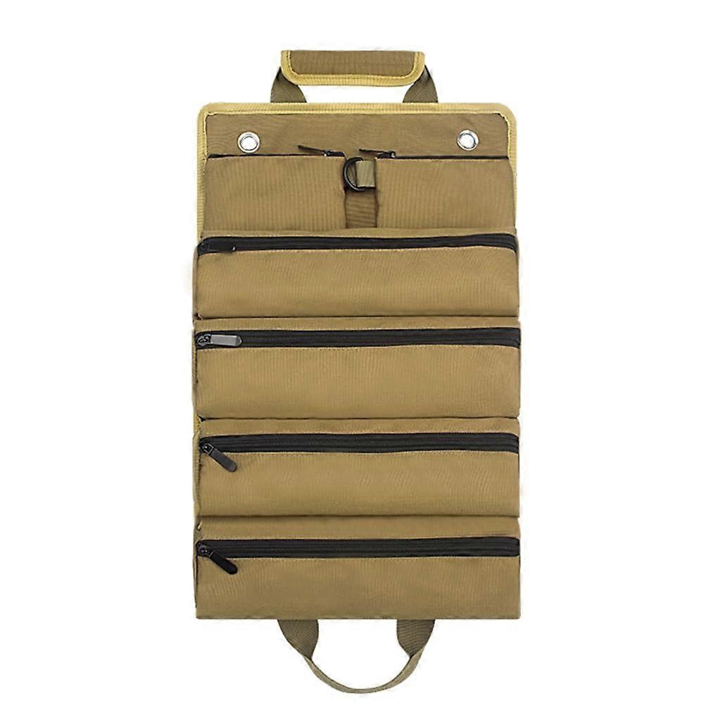 Robust Oxford Tool Bag, Portable & Removable Canvas Storage, Zip Closure Hardware Organizer, Khaki Color