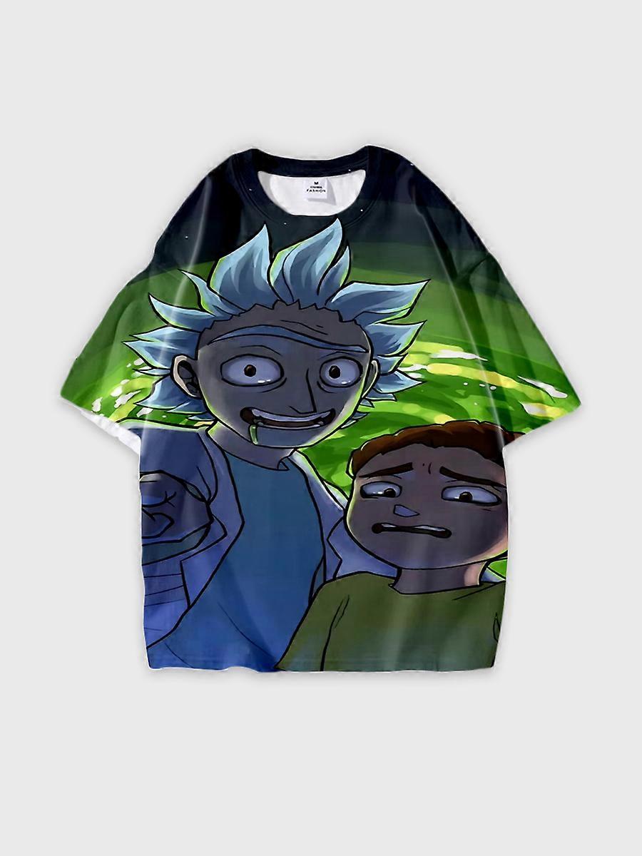 T-shirt round neck Animation Character Pattern loose short sleeve E2176