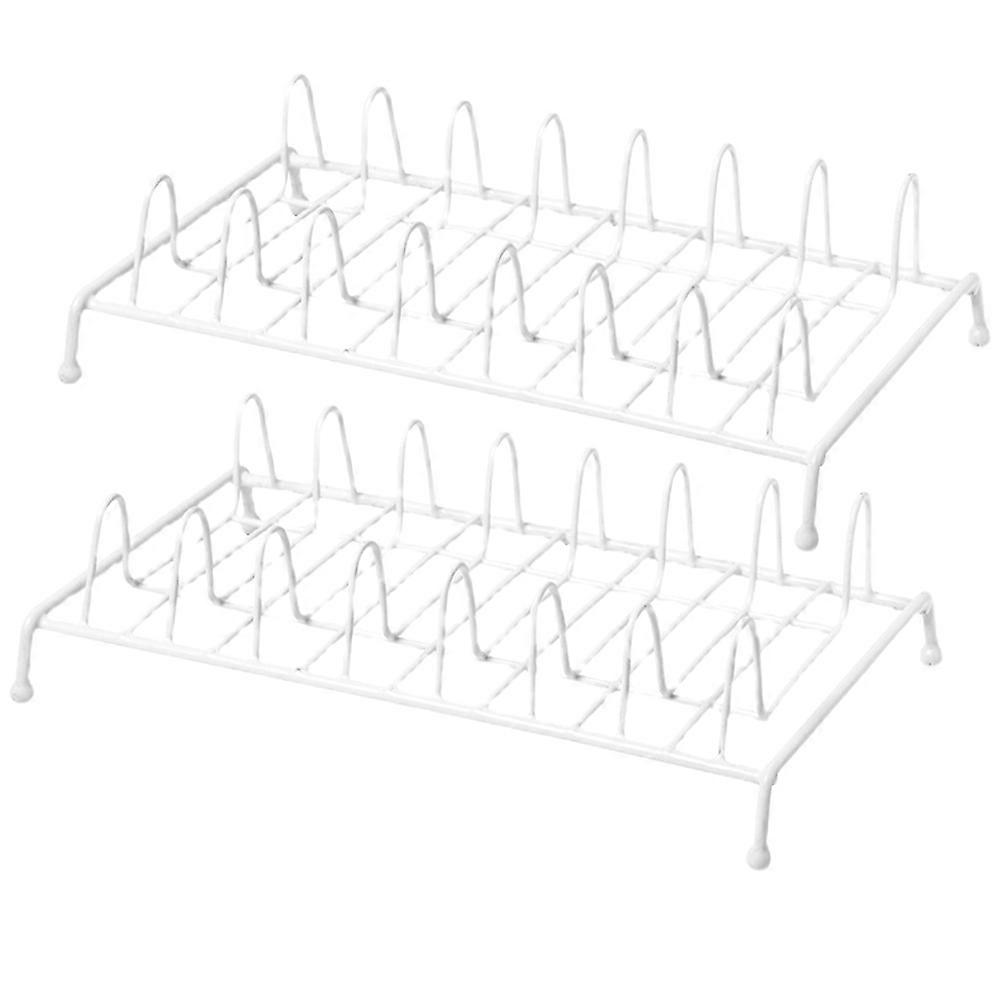 White Iron Plate Holder for Storage with Construction and Stylish Design 2Pcs