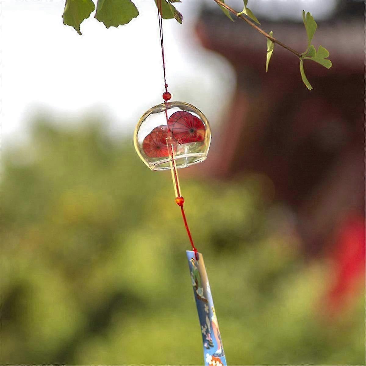 Japanese Glass Wind Chimes - Four Leaf Room & Home Doorbell Decoration for Tranquil Ambiance and Aesthetic Appeal