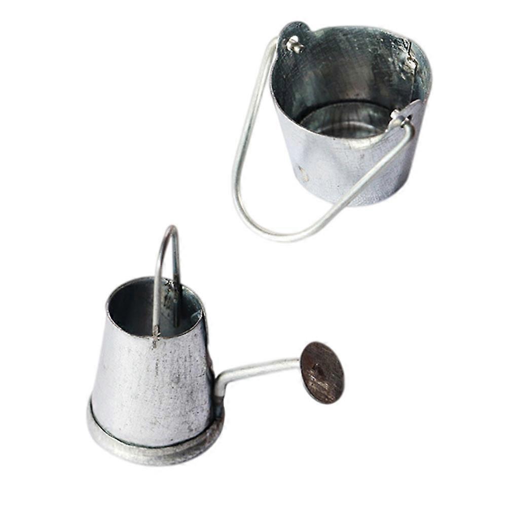 Silver Iron Mini Kettle Bucket for Decor Safe and Design Practical and Durable 2PCS
